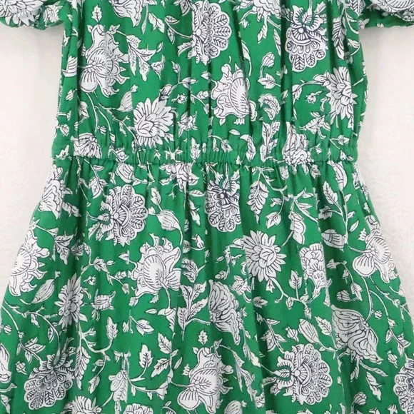 J Crew Floral Tiered Midi Dress Womens Size 00 Green Boho Cottage Pockets 2024 - Picture 11 of 13